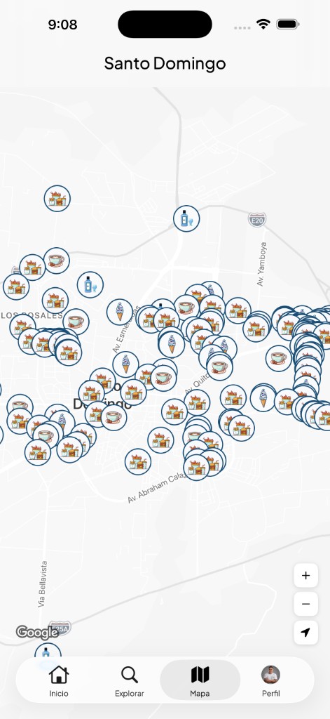 Mapa con locales cercanos en Meniuz